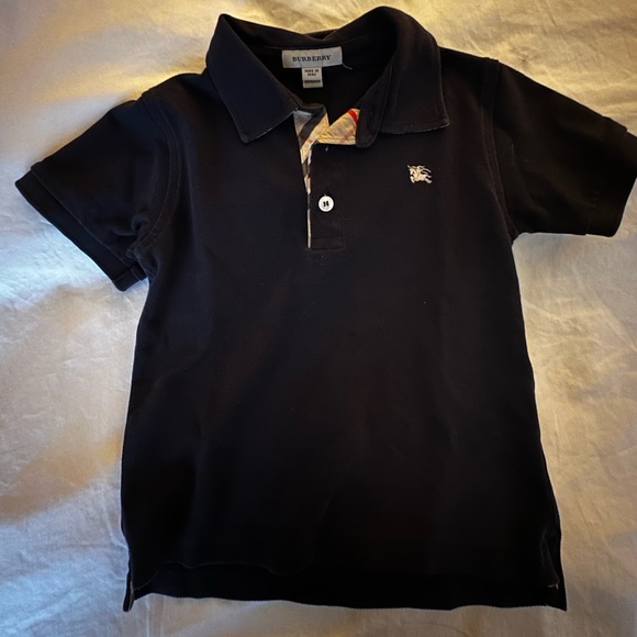 Burberry boys black polo short sleeve shirt with classic print on collar size 4 - Picture 2 of 6
